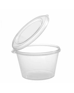 Hinged Sauce Cup with Lid - 1oz, 2.1gram, 43x30x28mm, Transparent (Pack of 1000pcs)