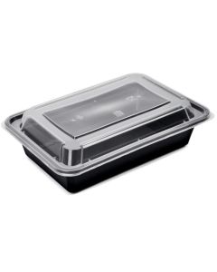 Microwaveable Rectangular Container with Lid - 16oz, Black (Pack of 150pcs)